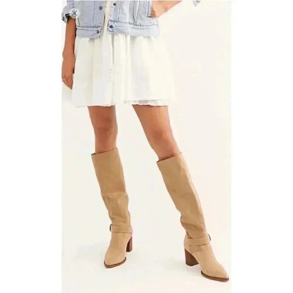 Free People Tan Suede Mid-Calf Boots - Picture 2 of 10